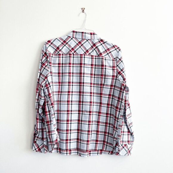 Tommy Hilfiger Womens Long Sleeve Plaid Roll Tab Button Down Top Red XL - Picture 2 of 8